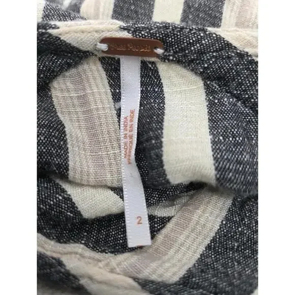 Free People La Babe Stripe Midi Dress 2 Pockets - Picture 6 of 8